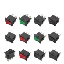 100PCS KCD1 Series 2/3/4 Pin ON-Off Boat Car Rocker Position Power Switches 15mm x 21mm Black Red Green 6A/250V 10A/125V AC(Red 3Pin ON-Off-ON,10000 PCS)