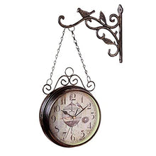 saditesdk Wall Clock, Outdoor Wall Clock Weatherproof, Double-Sided Garden Wall Clocks, Outdoor Wrought Iron Garden Ornaments, Easy to Read，