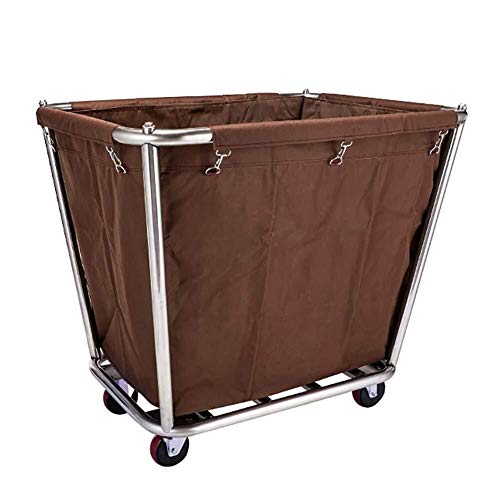 GagalU Railway Transportation Tools Mobile Linen Motors Compatible with Hotels/Lobby, 10,000-way Round Detachable Stainless Steel Storage Cart, 100kg, Brown
