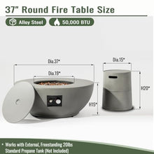 Propane Fire Pit Table Set with Tank Cover, 50000 BTU Smokeless Outdoor Heating Bowl, Alloy Steel Round Patio Fireplace, Electronic Ignition, Lava Rocks, Lid, Rain Cover for Deck Garden Backyard