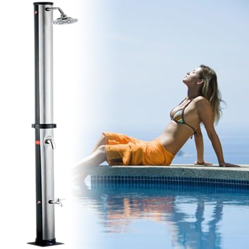 Vdniduir 20LSolar-Heated Outdoor Shower, Portable Outside Freestanding Shower Station Fixture, for Camping, Pool Area, Beach House