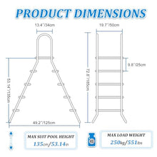errzom 53'' Sturdy Steel Pool Ladder Above Ground, Double Side Above Ground Pool Ladder, 4 Steps Pool Stairs Above Ground, Pool Steps Above Ground, Heavy Duty Pool Ladder 500 lb Capacity,53in