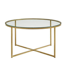 GAAHRQQQ End Tables Round Coffee Table Tempered Glass + Gold Iron e Living Room Side Table Sofa Table Balcony Garden Leisure Table 23.6''x17.7''