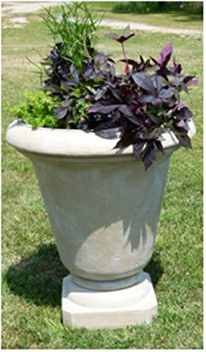 CC Outdoor Living Set of 2 Cedar Brown Antique Stone Outdoor Patio Garden Genoa Urns 30" Brown