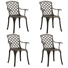 GFMGUEMV Cast Aluminum Bronze 5 Piece Bistro Set with Umbrella Hole for Outdoor Patio Balcony