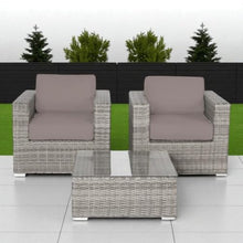 Hassyee Fully Assembled 3 Pieces Wicker Bistro Set with Washable Cushions and Tempered Glass Tabletop for Lawn, Backyard, Outdoor Furniture Set with Aluminum Frame for Balcony