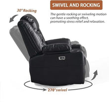 UOPYNE Oversized Swivel Rocker Recliner Chair with Massage and Heat, Living Room Single Sofa Seat with Cup Holders, Comfortable Nursery Lounge Glider Reclining for Home Theater