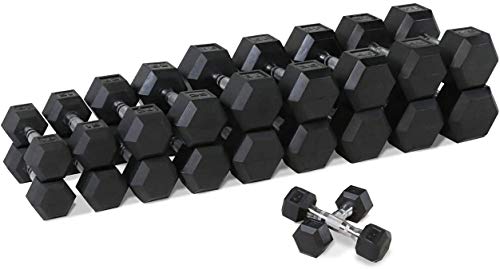 WF Athletic Supply Rubber Coated Hex Dumbbell Set - Non-Slip Hex Shape - 550LB Dumbbells Set