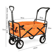 Folding Wagon Garden Cart with 4 Wheels Foldable Pull Wagon Hand Cart Beach Wagon Garden Trolley Folding Cart Wagon Truck Wheelbarrow