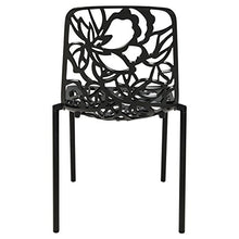 LeisureMod Devon Patio Dining Chair, Aluminum Stackable Design Side Chair, Weather Resistant Metal Chair for Indoor Outdoor Use, No Assembly, UV Protected with Floor Protectors, (Black, Set of 4)