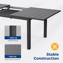Aluminum Extendable Outdoor Dining Table, 68"-91.5" Adjustable Length Oversized Patio Table for 6-10 People, All-Weather Patio Dining Table with Adjustable Feet for Deck Balcony Garden, Grey