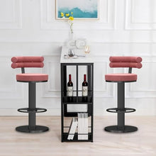 Counter Height Chairs,Bar Height Chairs Heavy Duty Bar Stools, Breakfast Dining Chair for Kitchen Island Counter, Mechanical Lifting Swivel and Round Footrest Base, Modern Barstools, 2Pcs,White(Pink)