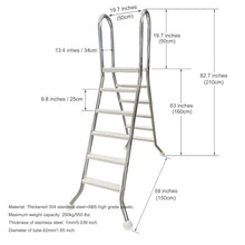 FJFFC A-Frame Heavy Duty 82.7" Above Ground Pool Ladder, 5-Step Ladder, 304 Stainless Steel Ladder, Non-Slip Ladder, Max Load Capacity 500 Lbs, Up To 62" Pool Wall Height
