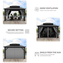 YITAHOME 12x14ft Hardtop Gazebo with Nettings and Curtains Heavy Duty
