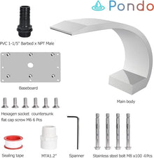 PONDO 304 Stainless Steel Swimming Pool & Garden Cascade Waterfall Fountain Brushed Finishing New