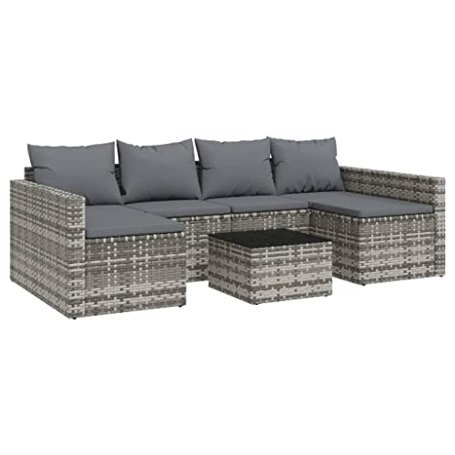MNCVXAXG 2 Piece Patio Lounge Set with Cushions Gray Poly Rattan