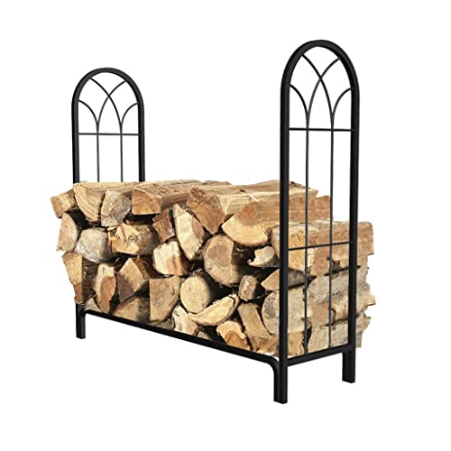 A1DFDFGOQSFG Heavy Duty Firewood Rack for Indoor and Outdoor Use Metal Wood Holder for Fireplace Large 120cm Size Black Color Lumber Storage Carrier with Fireplace Tools,Black-58cm (Black 120cm)