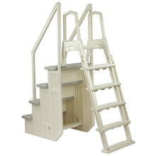 Aqua Select Anti-Slip in-Pool Steps with Outside Flip-Up Ladder Pearl White