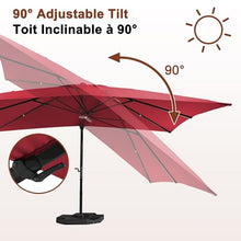 MONDAWE 10x13 ft Cantilever Umbrella with LED Light, 360° Rotation, Aluminum Frame Red (LED + Bluetooth)