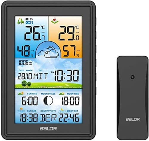 SHANBOYU Wireless Weather Station with Outdoor Sensor, 16 in 1 Weather Forecast Station, LCD Color Screen, Indoor Outdoor Hygrometer Thermometer, Temperature Humidity Monitor Gauge