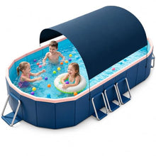 Fold Up Family Pool with Sunshade Canopy, No Pump Kiddie Wading Pool