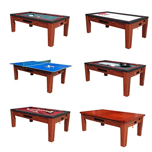 Berner Billiards 6 in 1 Multi Game Table Cherry Blue Green Red