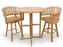 Windsor Teak Furniture Premium Grade A Teak Kensington Curved Arm Swivel Bar Chair Set of 2