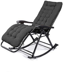 MHJKHG Rocking Chair Adult Siesta Rocking Chair Rocking Chair,Folding Chair,Lunch Break Chair,Leisure Chair,Balcony Lazy Home Outdoor Leisure Rocking Rocking Chair，Black