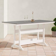 Ashley Transville Outdoor Counter Height Dining Table, 72 Inch Rectangular Patio Table with Umbrella Hole, Durable Weather Resistant HDPE, Ideal for Patios, Gray and White