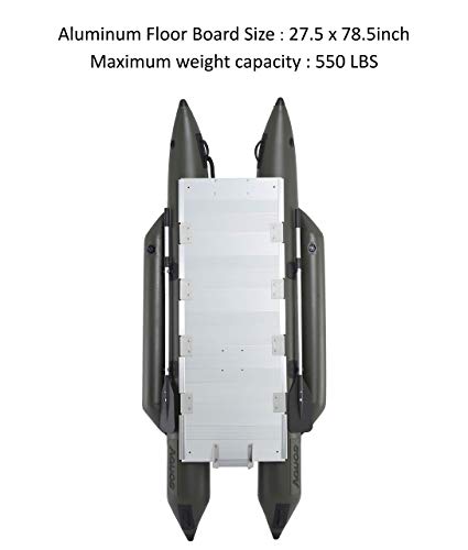 AQUOS 10.2ft Inflatable Pontoon Boat with Trolling Motor Transom Hand Control 12V 55LBS