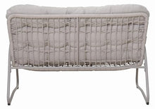 Outdoor PE Rattan Double Chair Loveseat with Cushioned Seat, Metal Frame, Curved Armrests, Woven Patio Bench Sofa for Porch Garden Poolside Balcony Backyard Conversation Lounging Relaxation