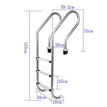Swimming Pool Ladder Stainless Steel Pool handrails with 3-Step Non-Slip Dot Pedals Used for Private Swimming Pools and Public Gymnasiums in Entertainment venues (Silver 155 cm)