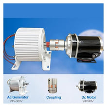 PWLFJWOLF 8KW 10KW 20KW Low RPM 220V 380V Permanent Magnet Generator with 24V 48V DC Motor Alternative Energy Generator 120V 96V 48V(AC 48V,5KW)