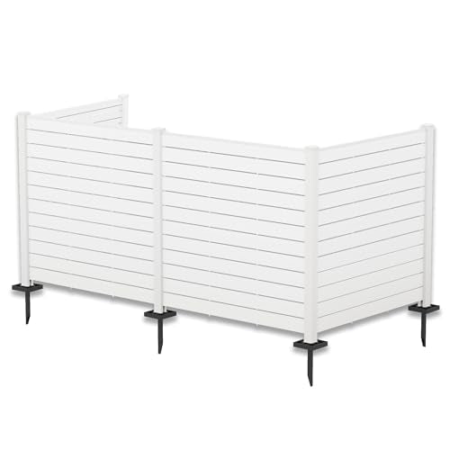 Kozyard 50" W x 48" H Outdoor Privacy Screen with Aluminum Posts, Air Conditioner Fence Panels, Pool Equipment Enclosure, Trash Can Screen Fence Kit for Outside Backyard Patio (White/4Panels)
