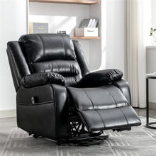Power Lift Recliner Chair with Massage and Heat, Comfort Electric Reclining Sofa with Remote Control, PU Leather Ergonomic Lounge Home Theater Seating for Elderly, Black