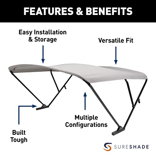 SureShade Power Pontoon Bimini Top Gray