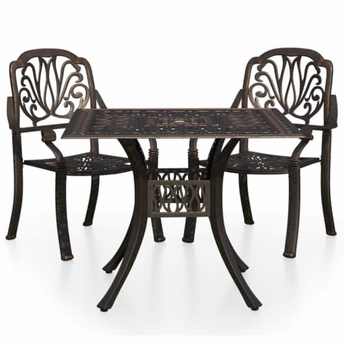 RJPLMFV 3 Piece Cast Aluminum Bistro Set Bronze