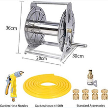 hose reel, Sturdy Stainless Steel Hose Reel for Garden, Yard and Car Wash - Heavy Duty Industrial Hose Holder.