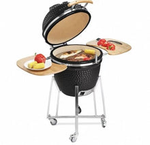 JOSOGO 21 Inch Ceramic Charcoal Smoker BBQ Grill, Outdoor Round Ceramic Grill for Backyard Patio Home Party Cooking(Red)