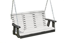 Poly Lumber Wood 4FT Porch Swing Amish Craftsmandship Made in USA HDPE with No wood fibers and 1000 lbs Limit. Stainless Steel Hardware.Signature Rollback design for Patio Outdoor Backyard Garden Park
