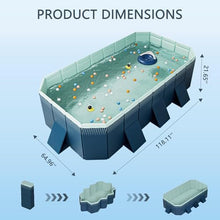 Foldable Non-Inflatable Swimming Pool, Kids' Swimming Pool, Hard Plastic Shell, Rectangular Above Ground Swimming Pool for Adult (2.6m)