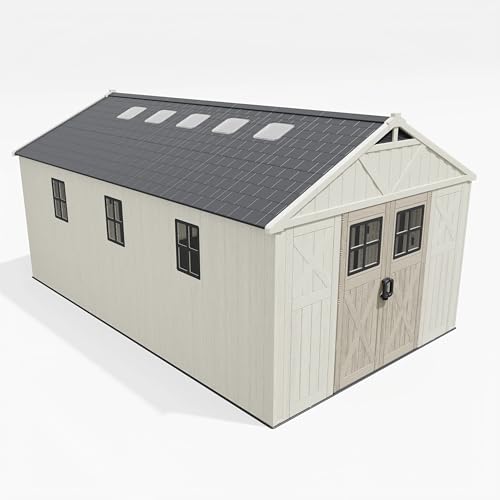 Patiowell 10x16 FT Resin Outdoor Storage Shed with Floor and Skylight