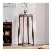 LUYOUBOZHU Vase Stand Simple Trapezoidal Black Walnut Planter Rack, Wood Mortise Craft Flower Table Ornament Shelf