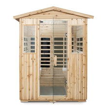 GDFStudio 69.29" 4 Person Outdoor Far Infrared Sauna Old Fir Cabin Waterproof 2050W Low EMF 8 Panel Heater 110V/120V Bluetooth Audio Ambient Light LCD Control Home Spa Room