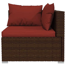 HGKMBRY Brown Modular Garden Lounge Set with Powder-Coated Steel Frame and Removable Cushion Covers, Comfortable Outdoor Seating Set for Patio