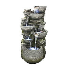 Litedeer Homes Cascading Stone Water Fountain with LED Lights 40-Inch Gray