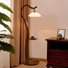 LUYOUBOZHU Floor Lamp Solid Wood LED Floor Lamp with Side Table for Bedroom Living Room Office