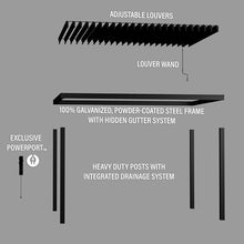 Backyard Discovery Sarasota 14' x 10' Galvanized Steel Pergola Kit with Adjustable Roof Black
