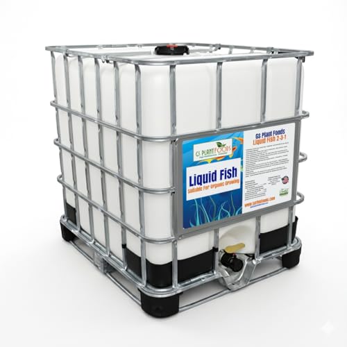 GS Plant Foods Liquid Fish Fertilizer - Organic Material Review Institute Listed (275 Gallons) – Natural Hydrolyzed Fish Fertilizer for Gardens, Lawns & Container Growing
