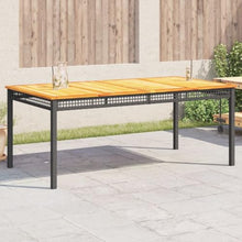 AMBERARD Garden Table Black and Brown,Solid Acacia Wood Top Outdoor Dining Table with Robust Steel Frame for Garden, Terrace, or Balcony Patio Tables